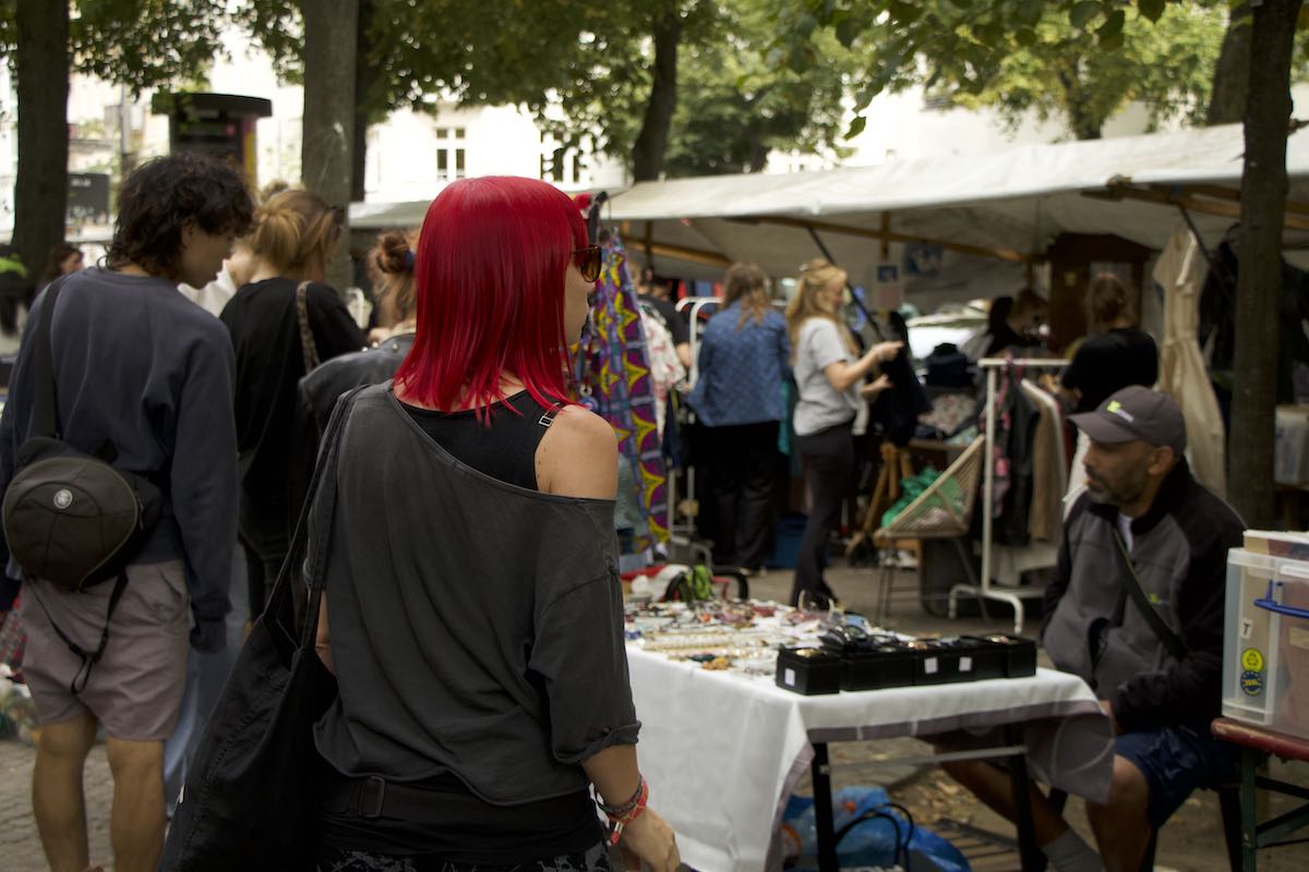 Browsing a fleamarket in Berlin Germany