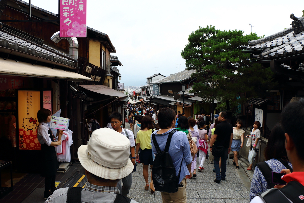 Shoppers at a tourist destination in Japan