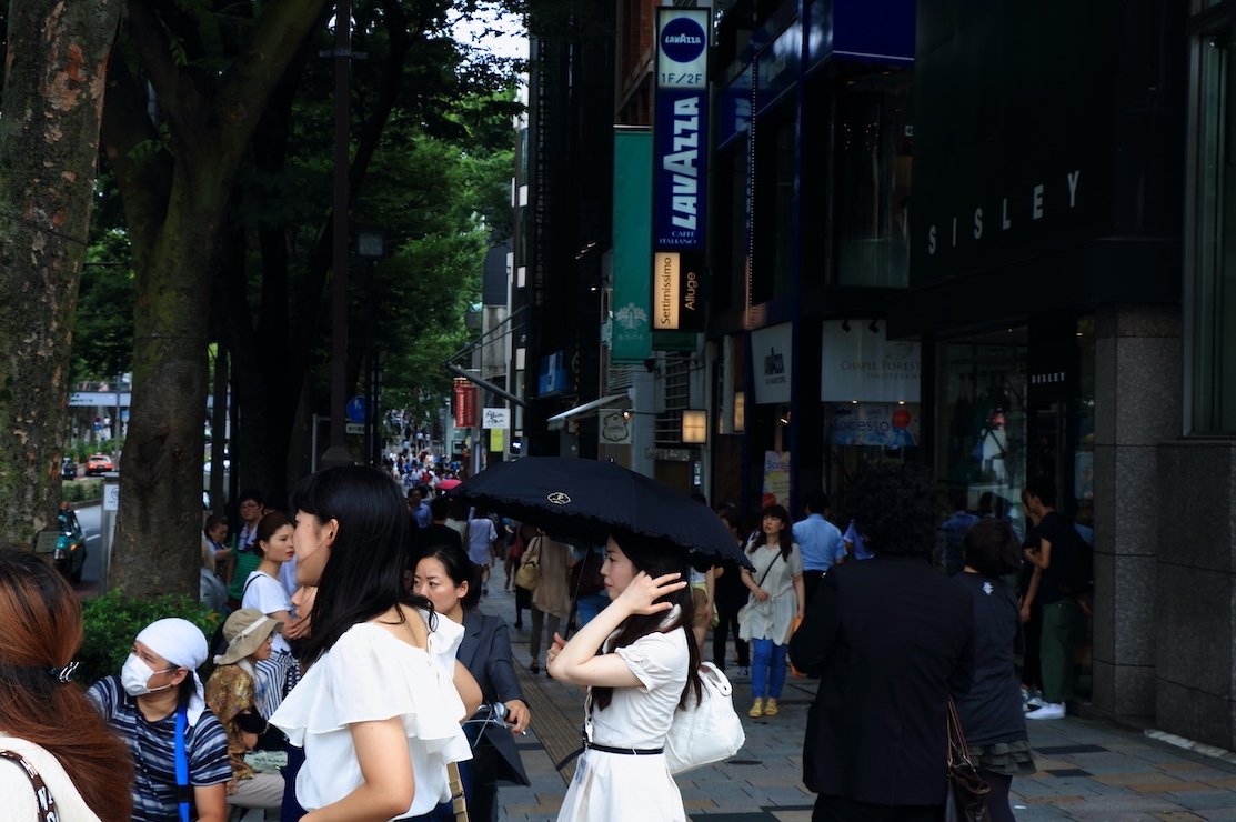 A busy shopping district in Tokyo